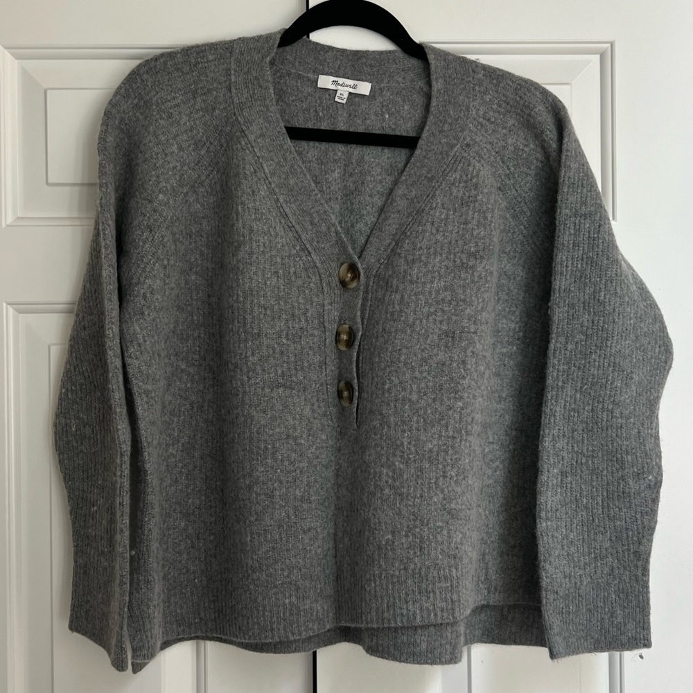 Madewell Gray Button-Up Women's Sweater